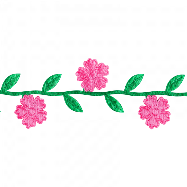 listki dekoracyjne z tkaniny z naklejonymi różowymi kwiatkami