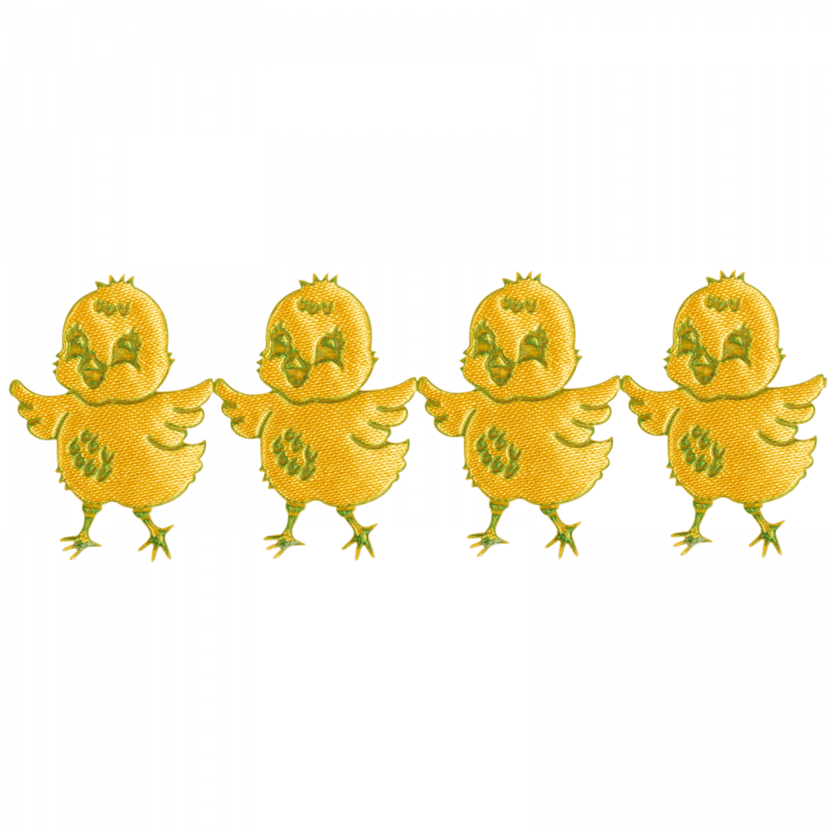 aplikacja z materiału żółty kurczak w taśmie z zielonym konturem