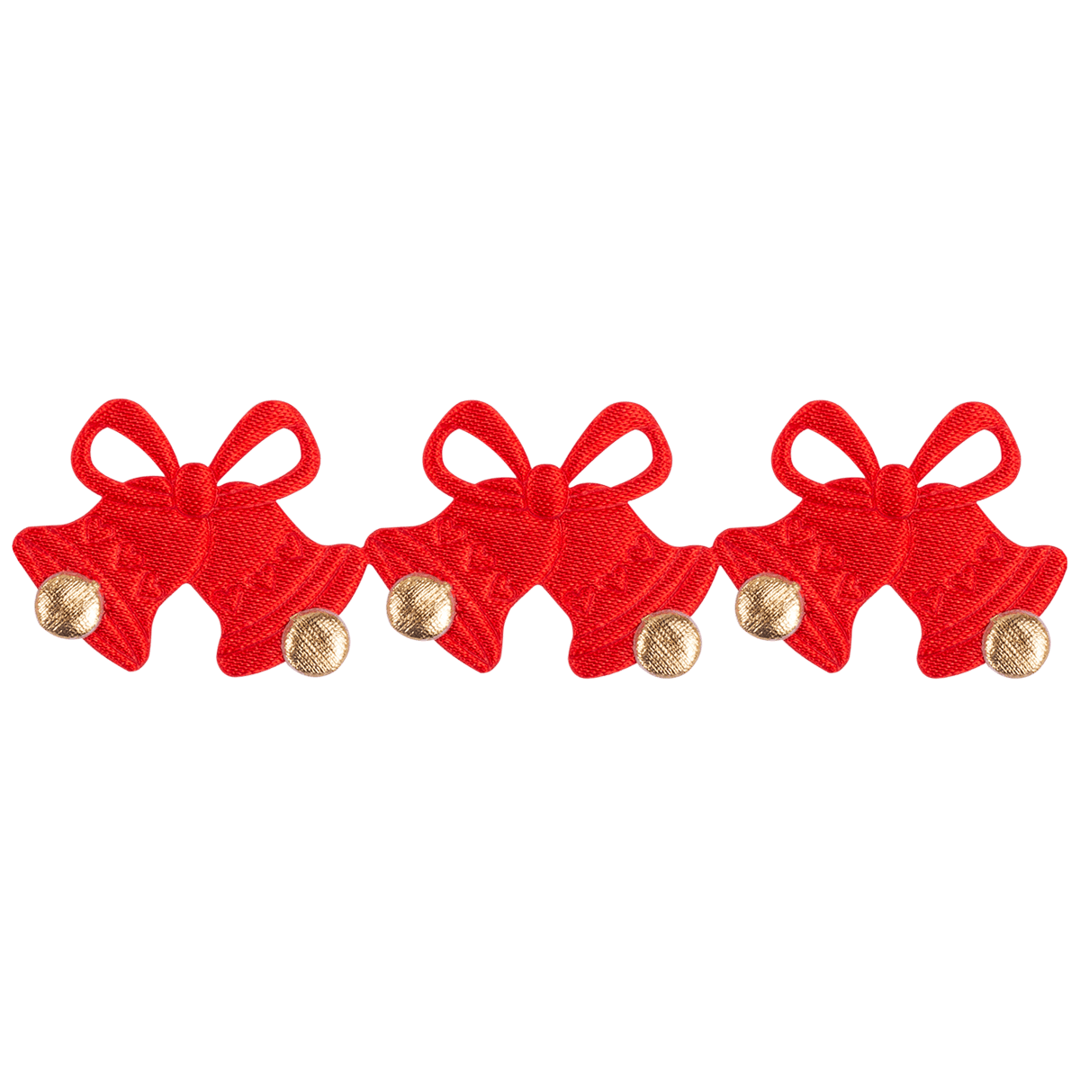 czerwone satynowe świąteczne dzwonki ze złotymi kropeczkami