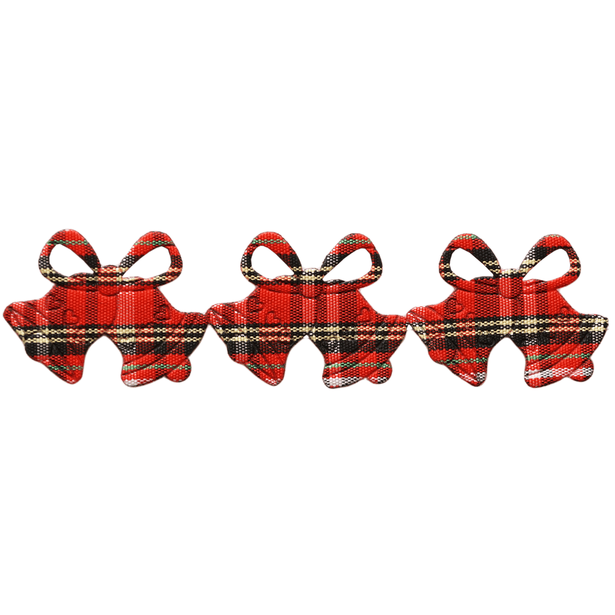 świąteczna taśma z dzwonkami z tkaniny w szkocką kratkę