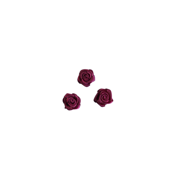 różyczki atłasowe małe, rozmiar 1 cm, różyczki w kolorze bordowym