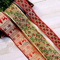 taśmy jutowe z świątecznym nadrukiem