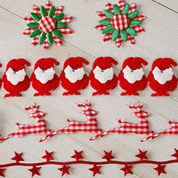 Mikołaj, gwiazdki, renifery na taśmie