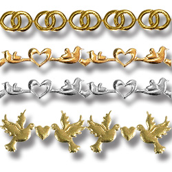 gołąbki, obrączki ślubne na taśmie